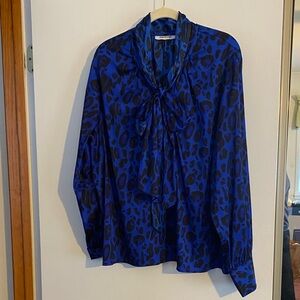 Joan Rivers Royal Blue Animal Print Blouse